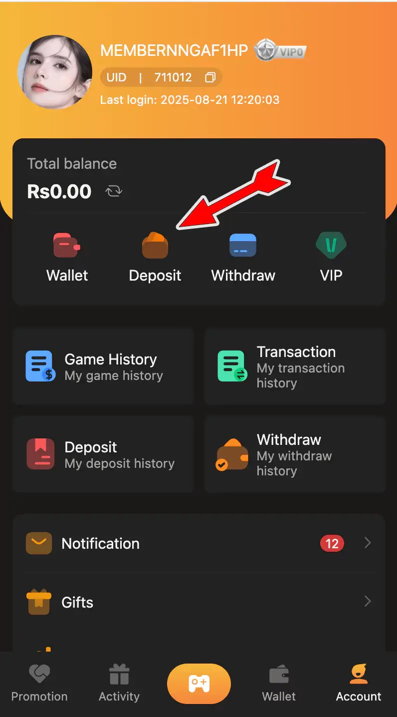Deposit Money in 92 Dadu