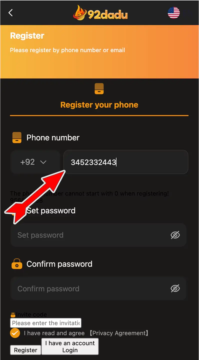 Register on 92 Dadu